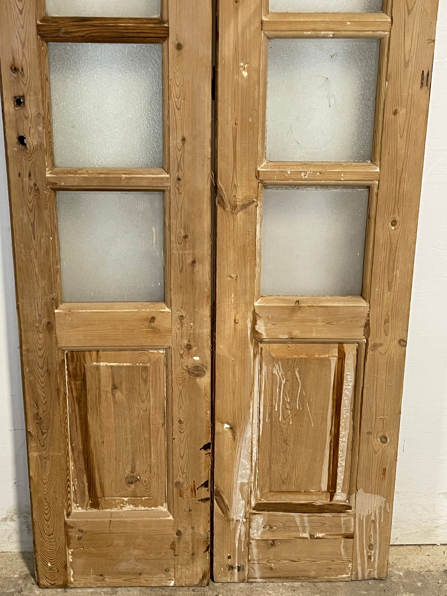 Antique French panel doors with glass (89x33.75) L113