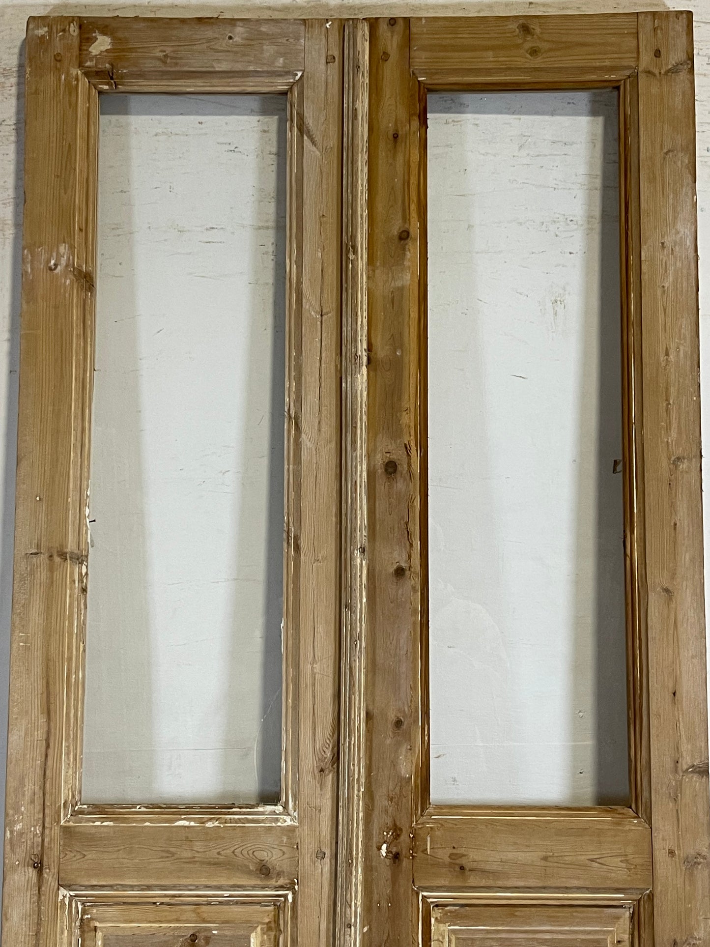 Antique French panel doors with glass (91.5x39.25) L153