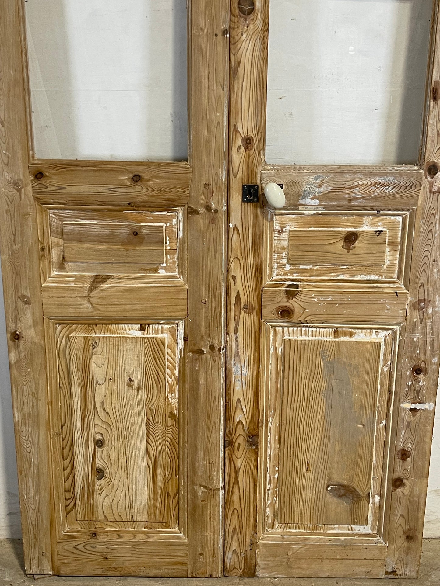 Antique French panel doors with glass (96x40.25) L166