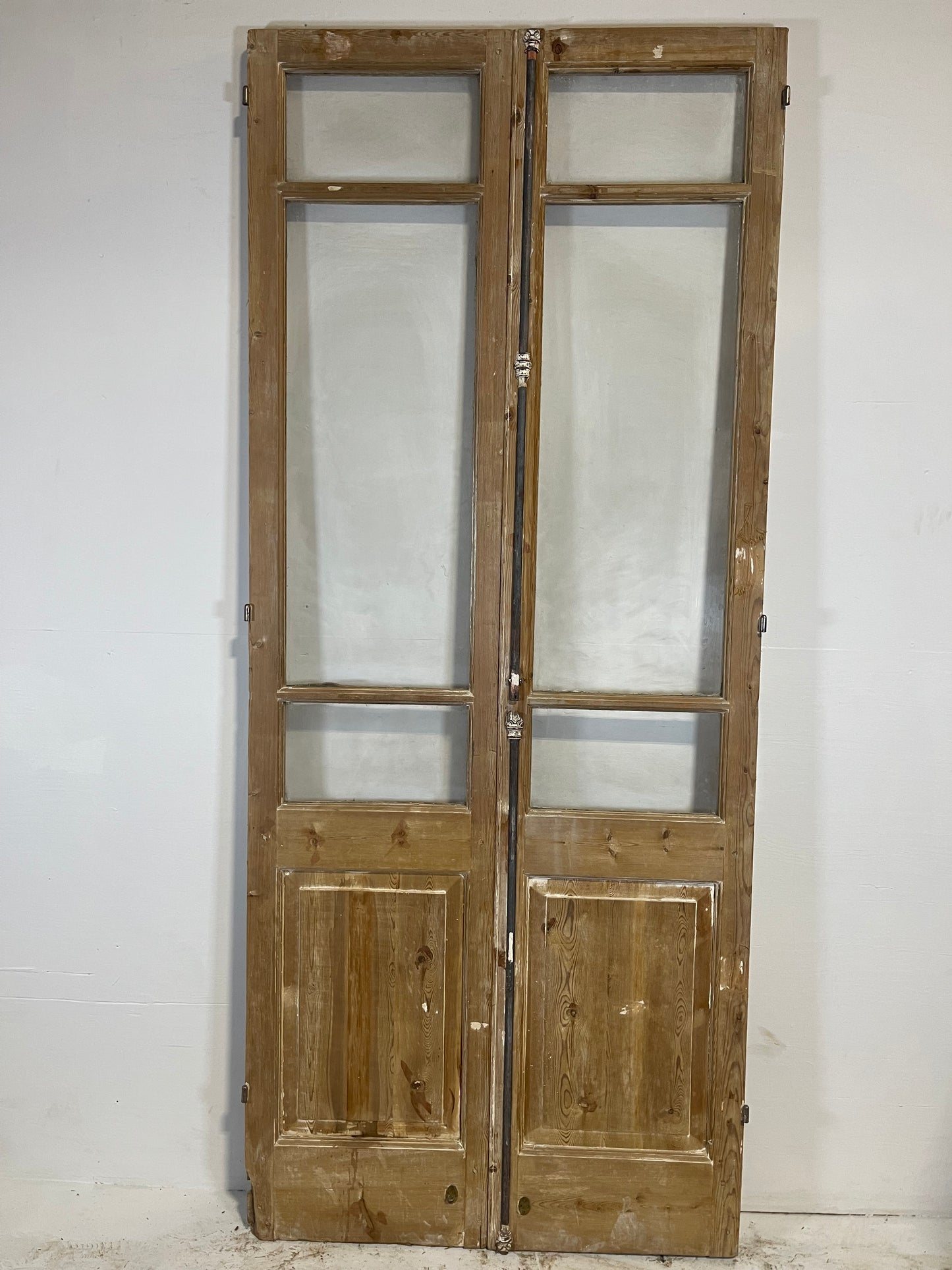 Antique French panel doors with glass (93x38.75) L201