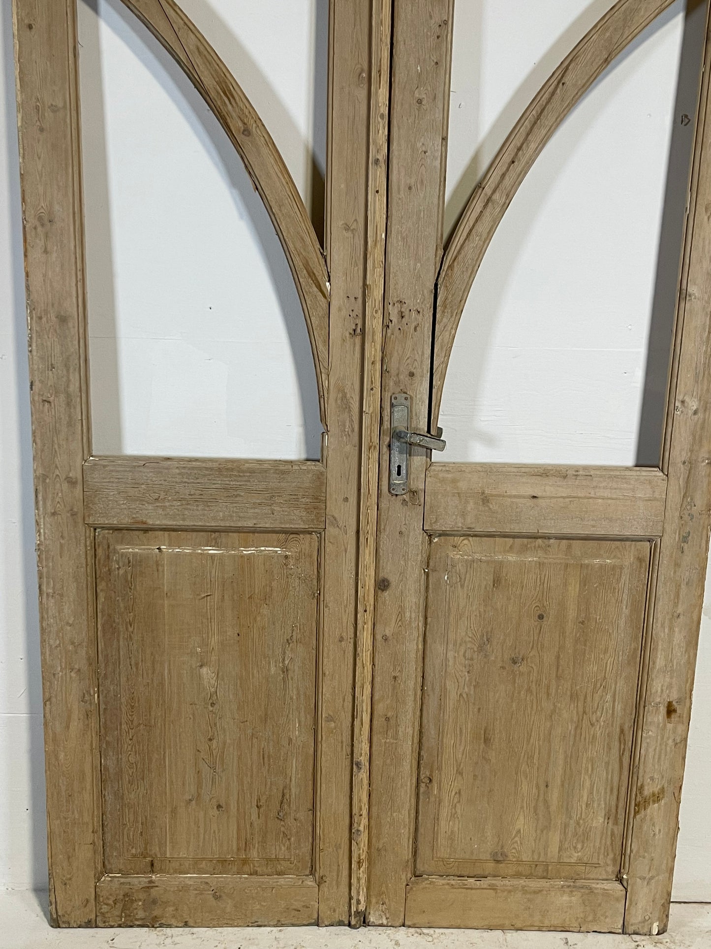 Antique French panel doors with glass with Transom  (NO GLASS)(100.5x51.5) L204