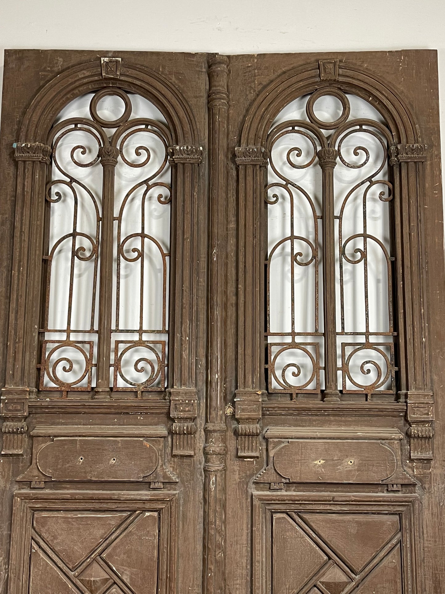 Antique French Panel Doors with Metal (106.5 x 71) M020