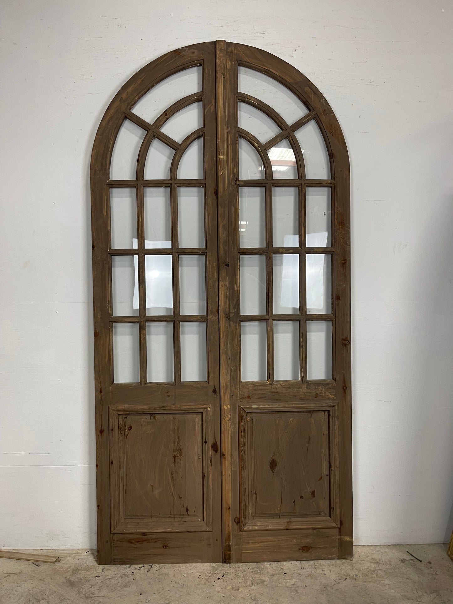 French panel arched doors with glass (94x48) M004