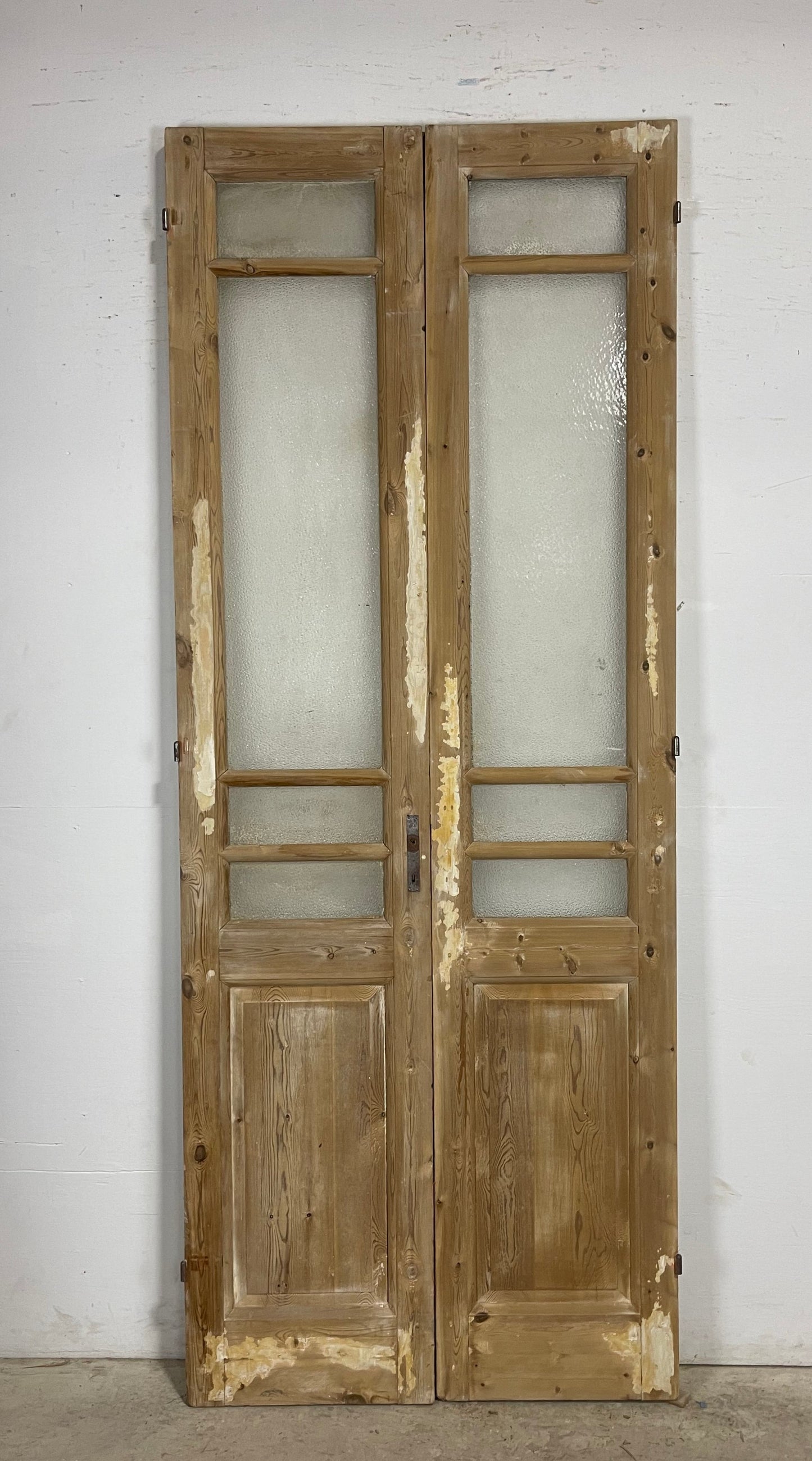 Antique  French Panel Doors with glass (101.75x40)   M093