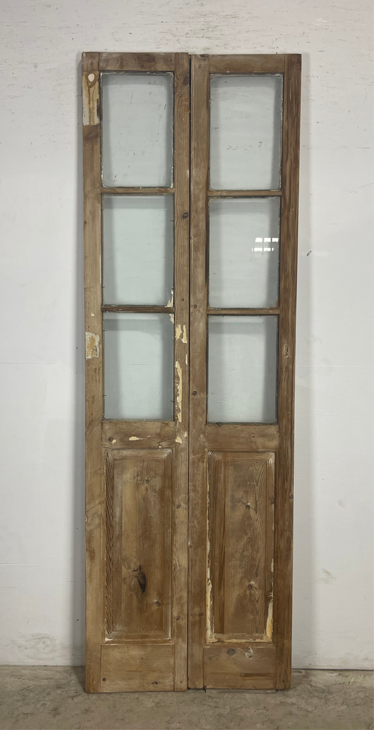 Antique  French Panel Doors with glass (91.75x30.5)   M079