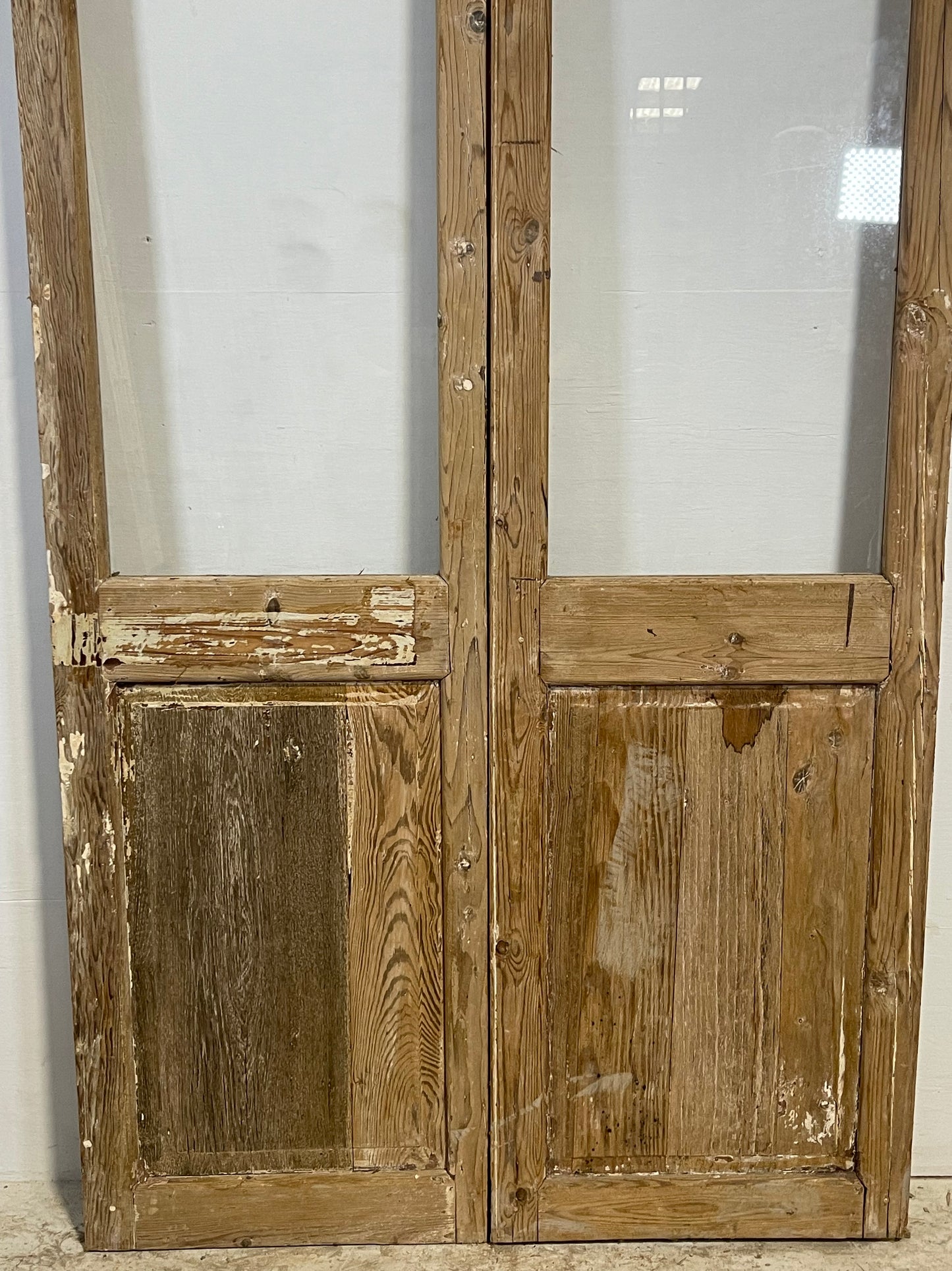 Antique French panel doors with glass (87.25x42.25) L226