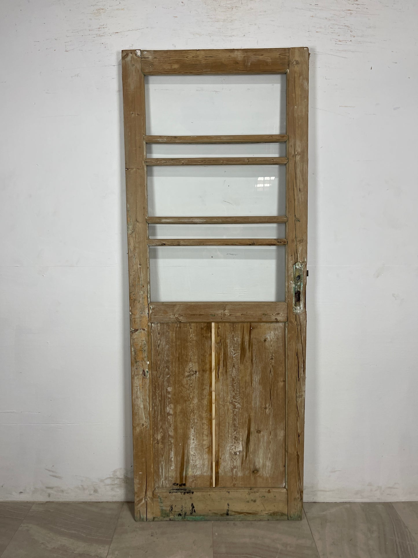 Antique French Panel Door with Glass  (85.5 x 32.25) N203