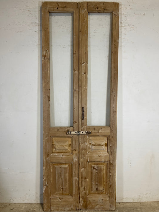 Antique French panel doors with glass (98.25x35.25) K344