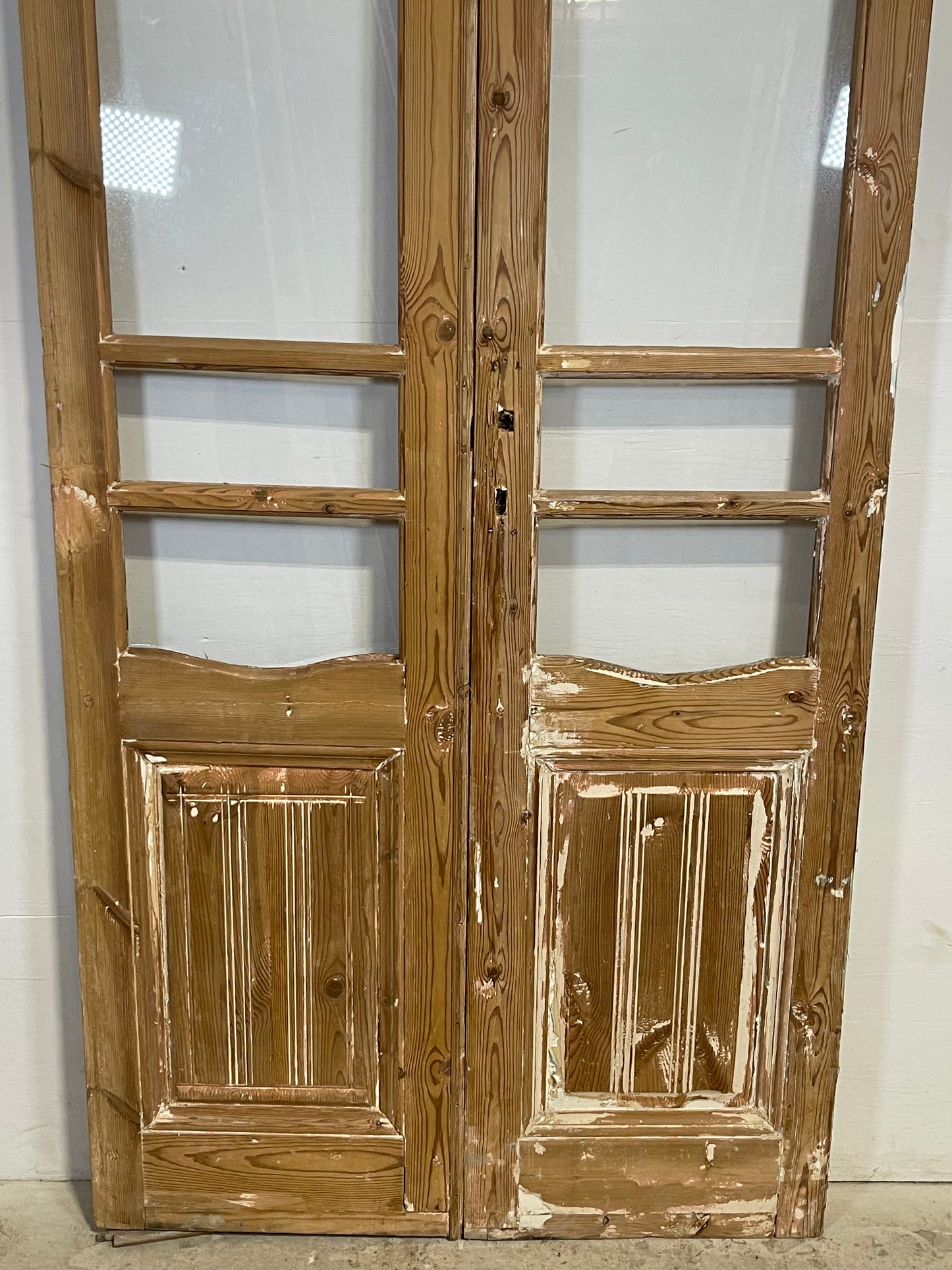 Antique French panel doors with glass (86x39.25) L356