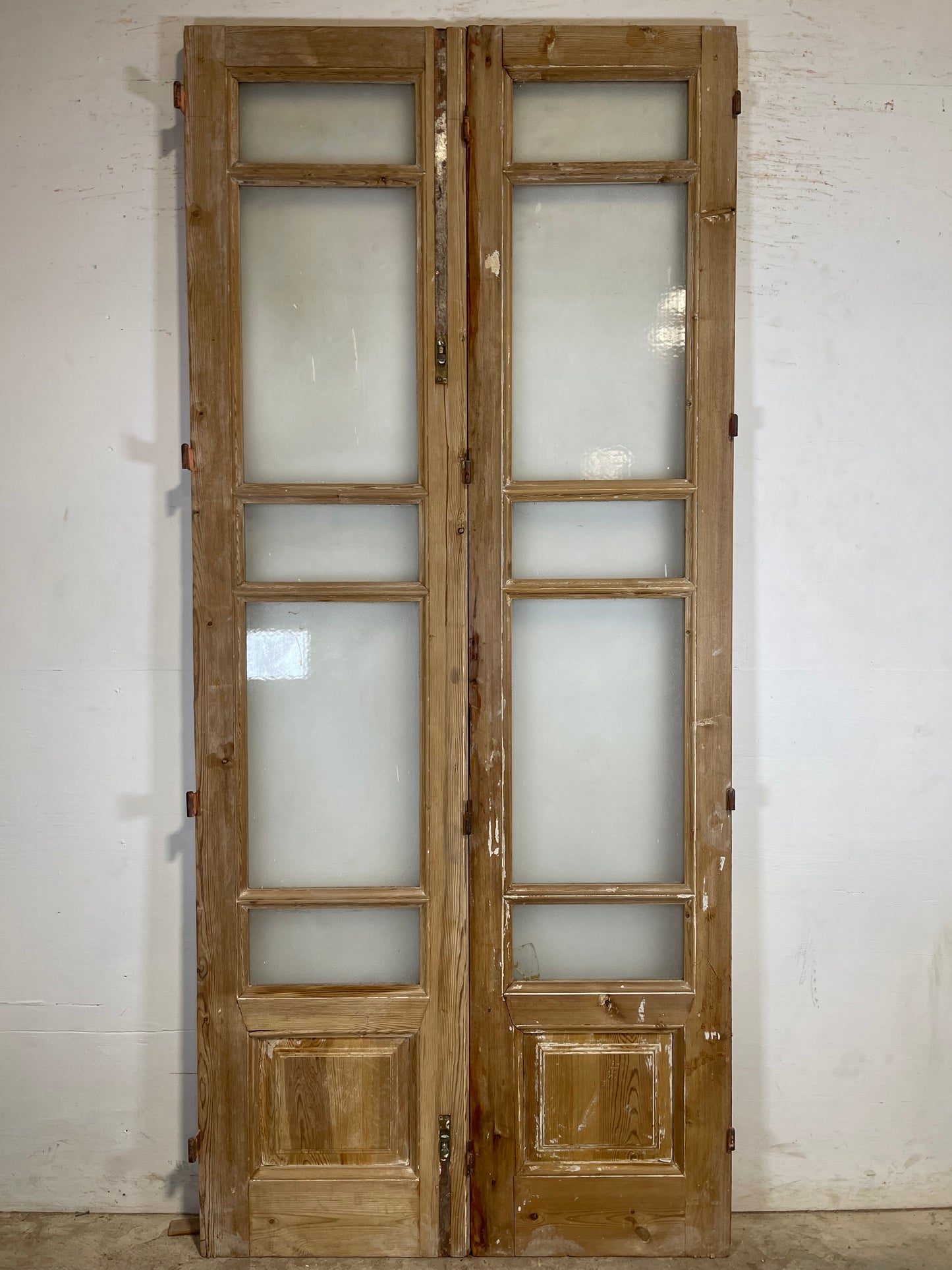 Antique French Panel Doors with glass  (99.25x44)  K324