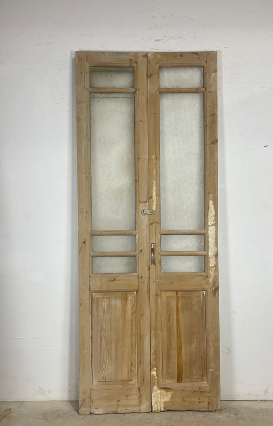 Antique  French Panel Doors with glass (101.75x40)   M106