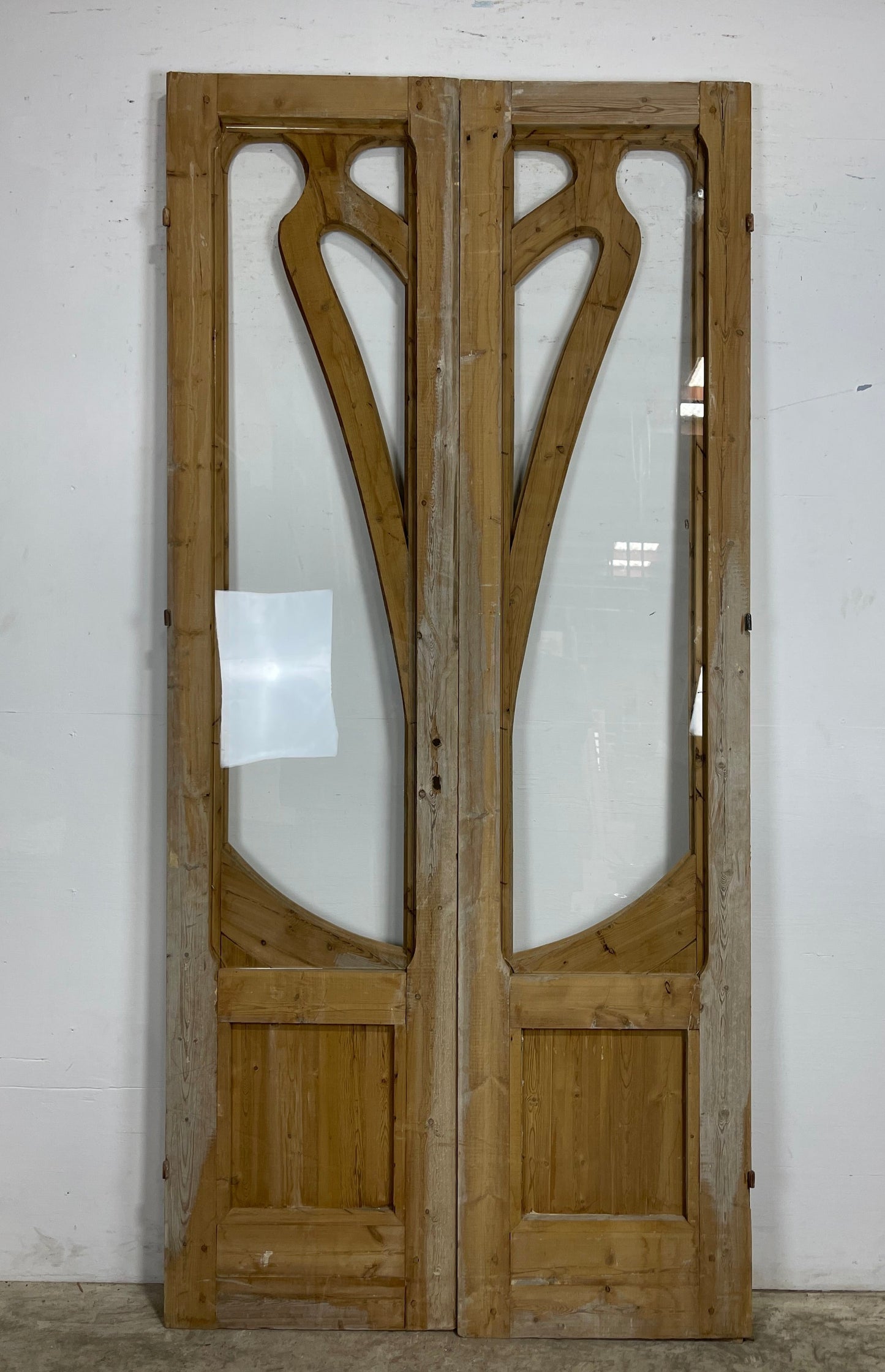 Antique  French Panel Doors with Carving  (98.25 xz 46.25) M049