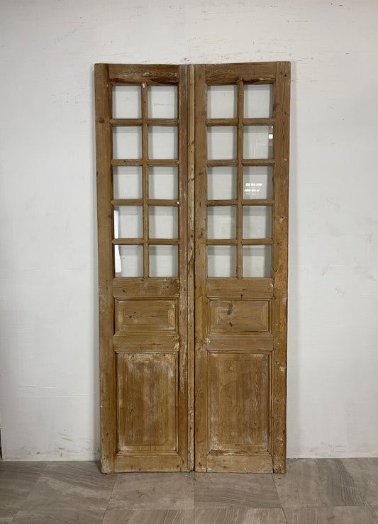 Antique French Panel Doors with Glass   (93.5 x 43.5)   N030