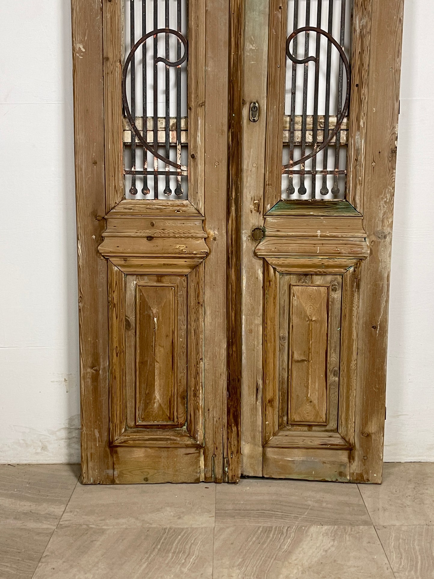 Antique French Panel Doors with Metal (93.25 x 38.5)  N222