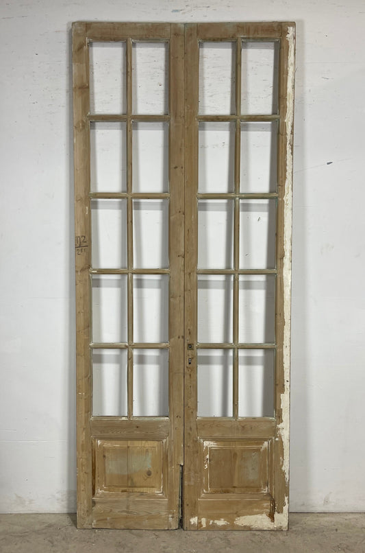 Antique  French Panel Doors with glass (103x44.5)   M115