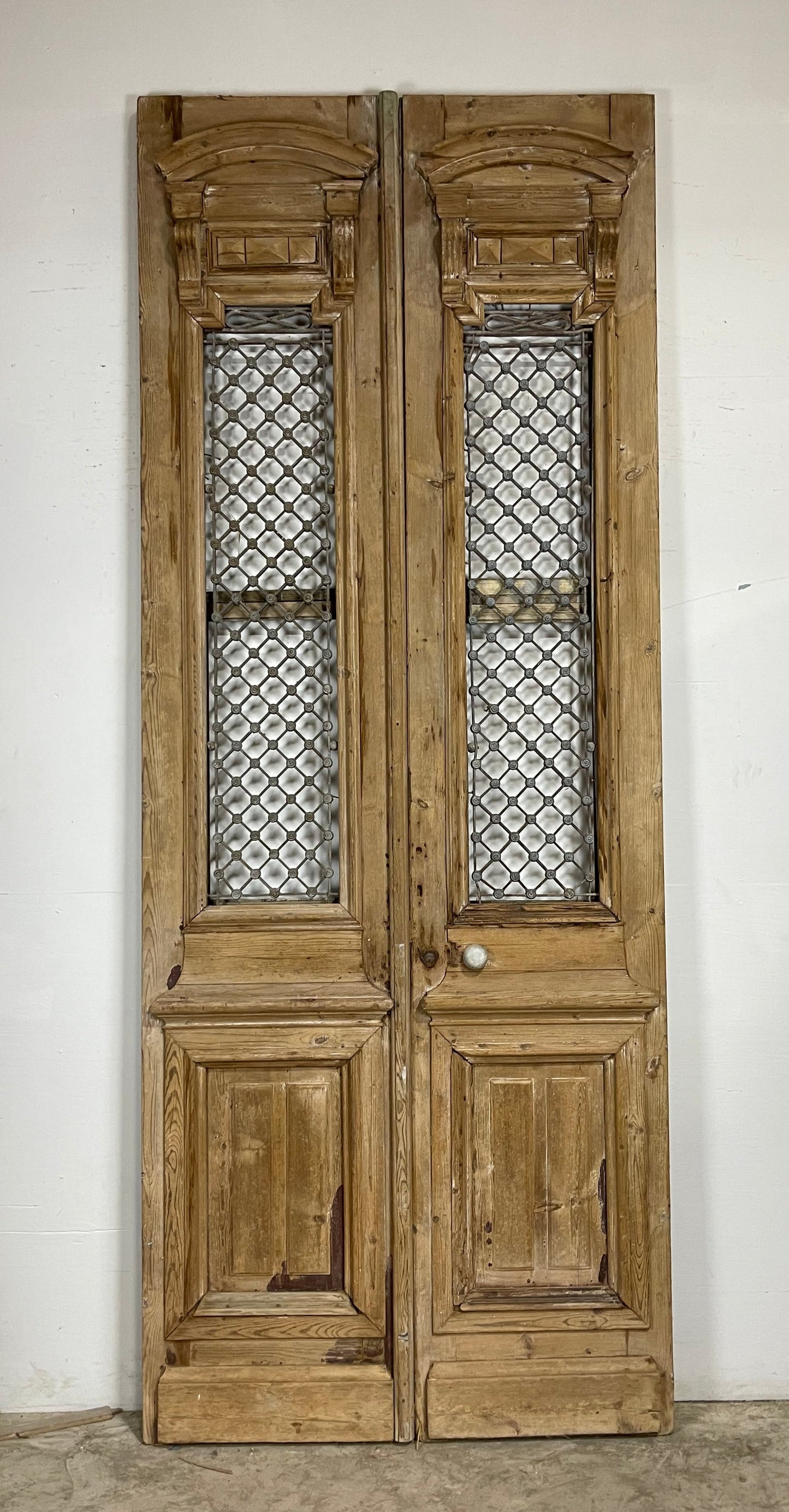 Antique French Panel Doors with Metal (121 x 47.5) M060