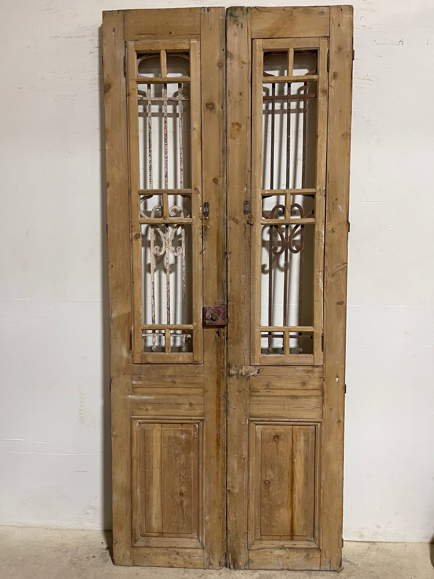 Antique French Panel Doors with Metal (99x42.5) K111