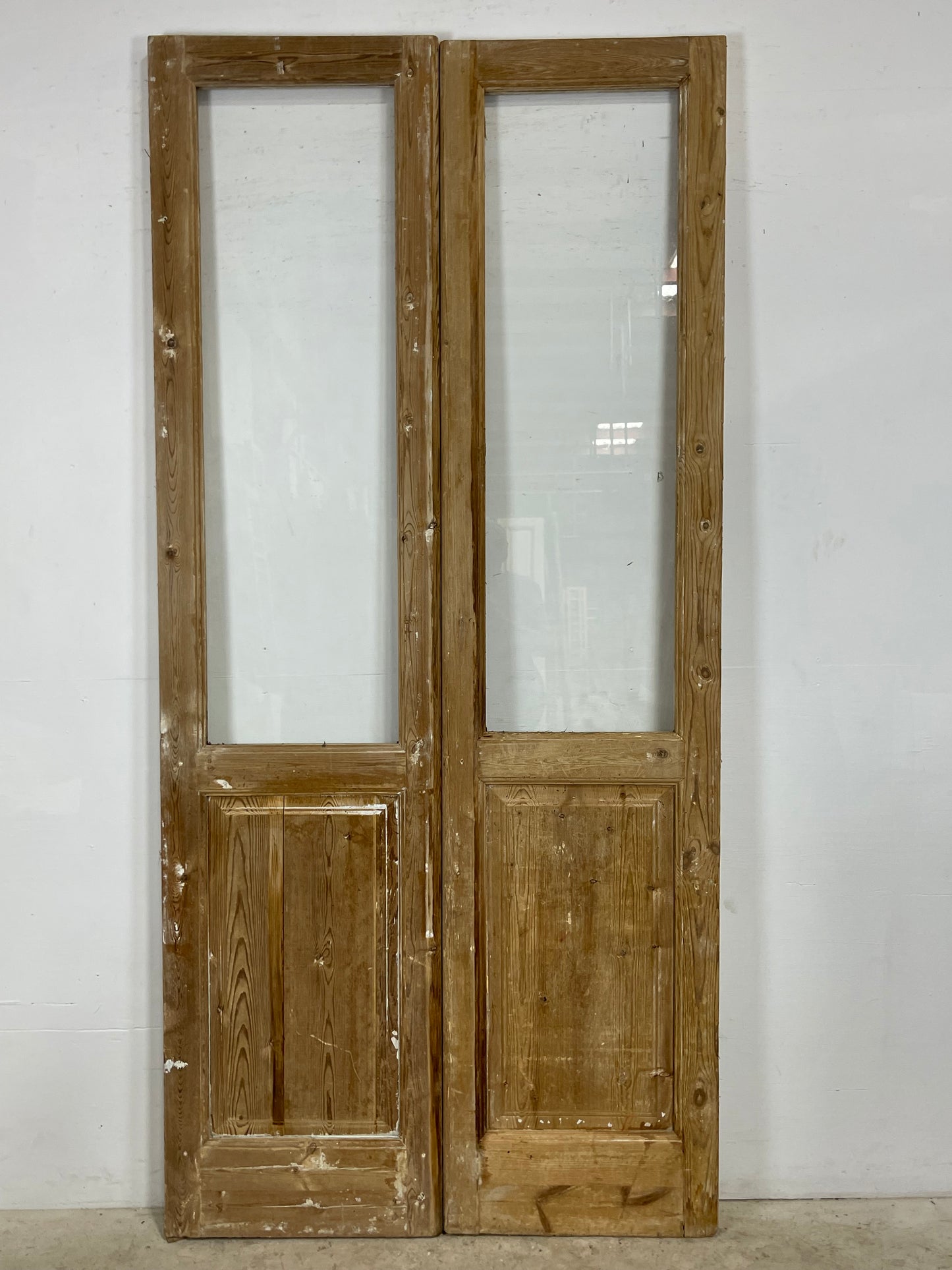 Antique French panel doors with glass (100x47.25) L389