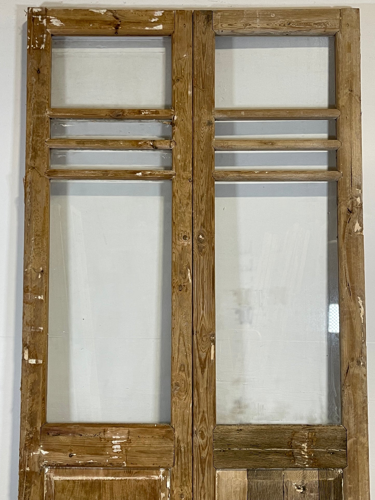 Antique French panel doors with glass (91.25x43) L206