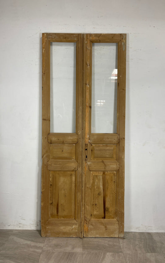 Antique French Panel Doors with Glass   (101 x 42)   N043