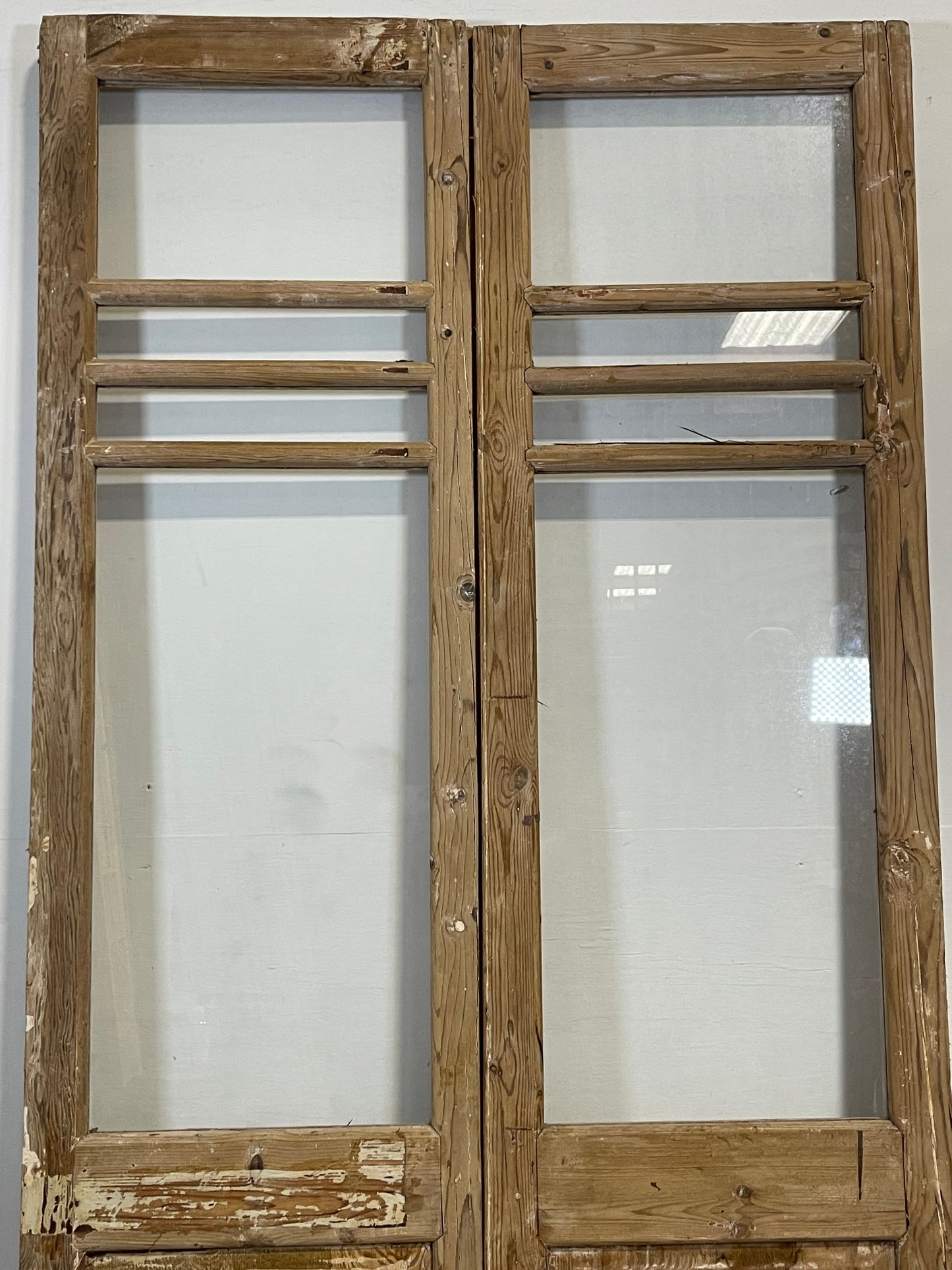 Antique French panel doors with glass (87.25x42.25) L226