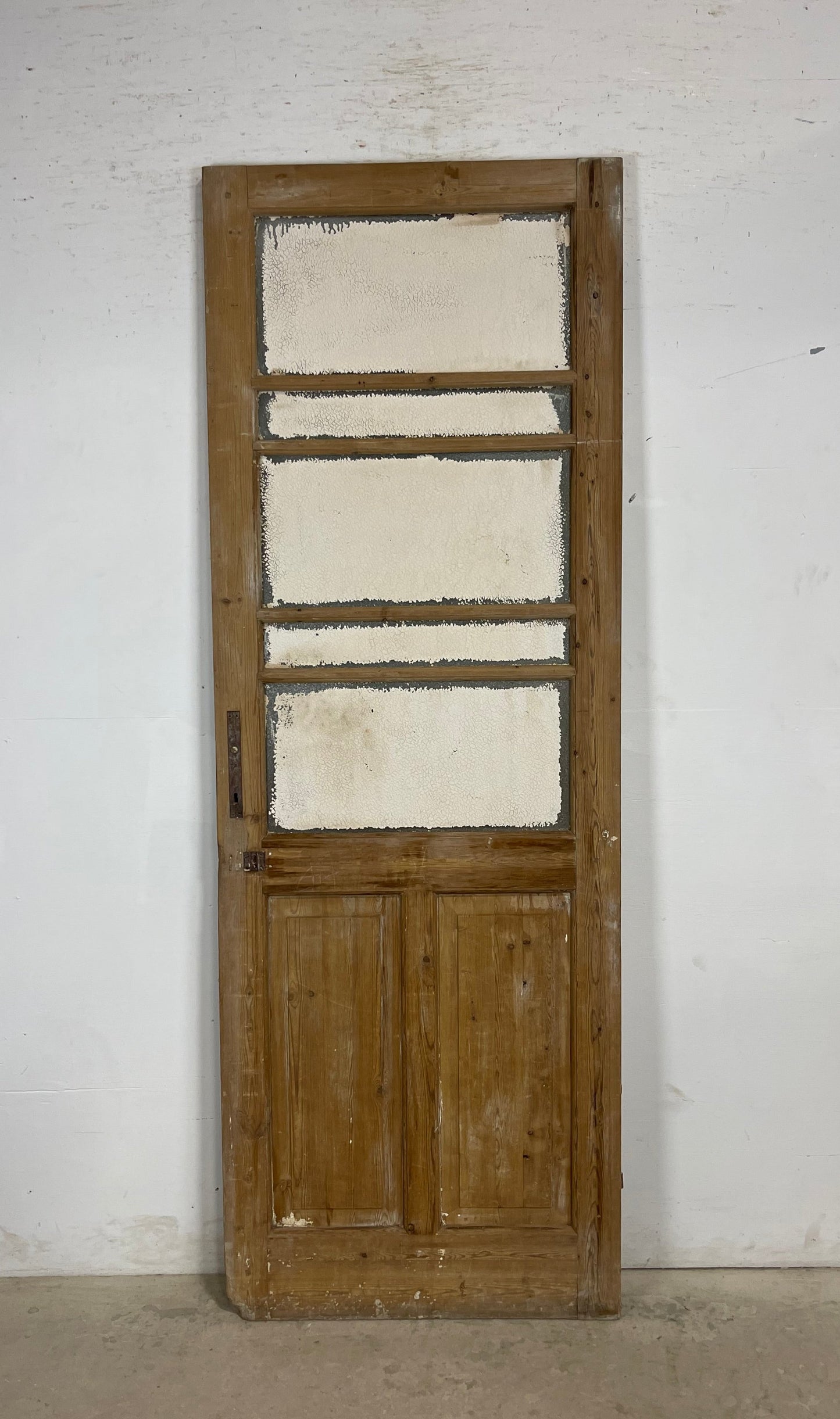 Antique French Panel Door with Glass  (90.25 x 31.75) M236