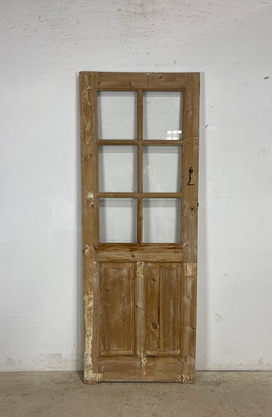 Antique French Panel Door with Glass  (77.75 x 28.75) M220