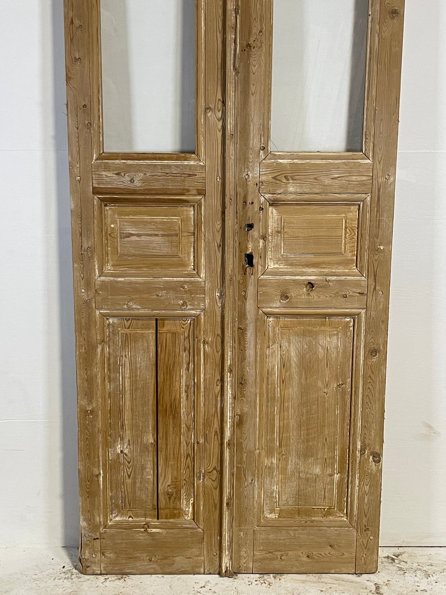 Antique French panel doors with glass (96.5 x 34.5) L202