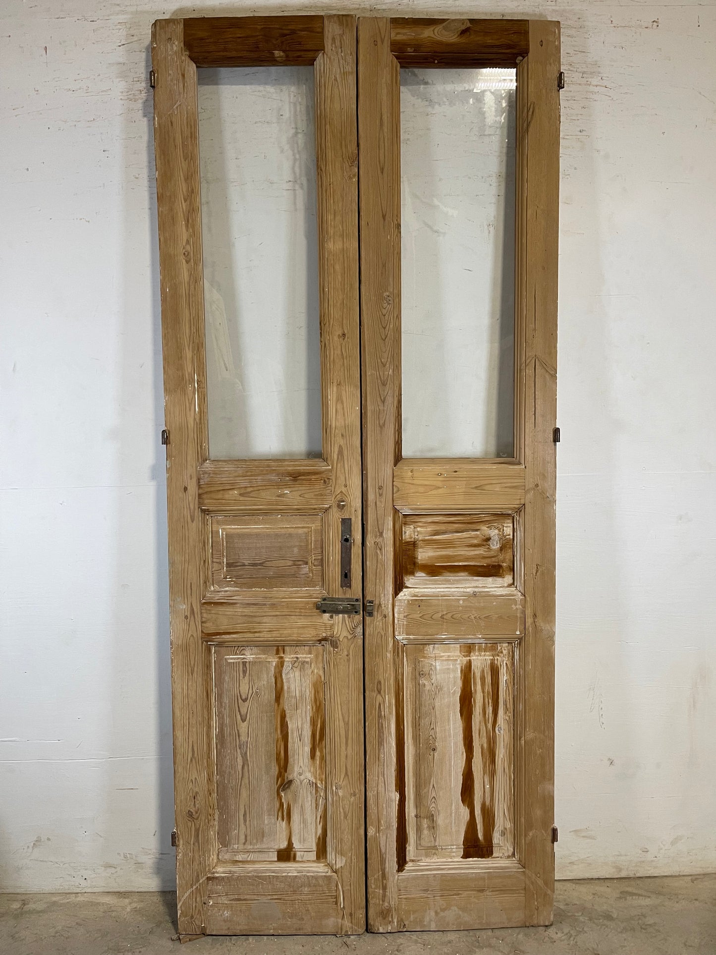 Antique French panel doors with glass (94.25x40.5) L146