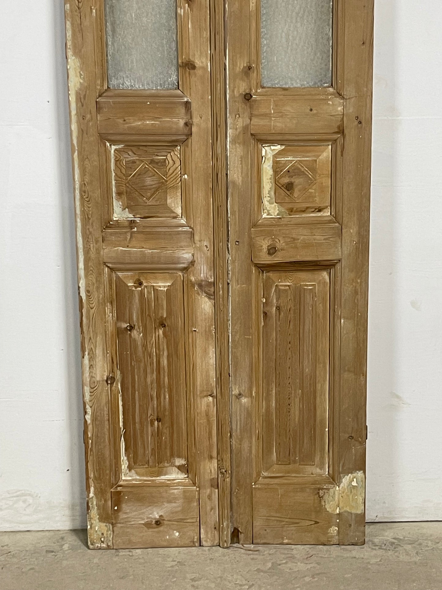 Antique  French Panel Doors with glass (102x32)   M084