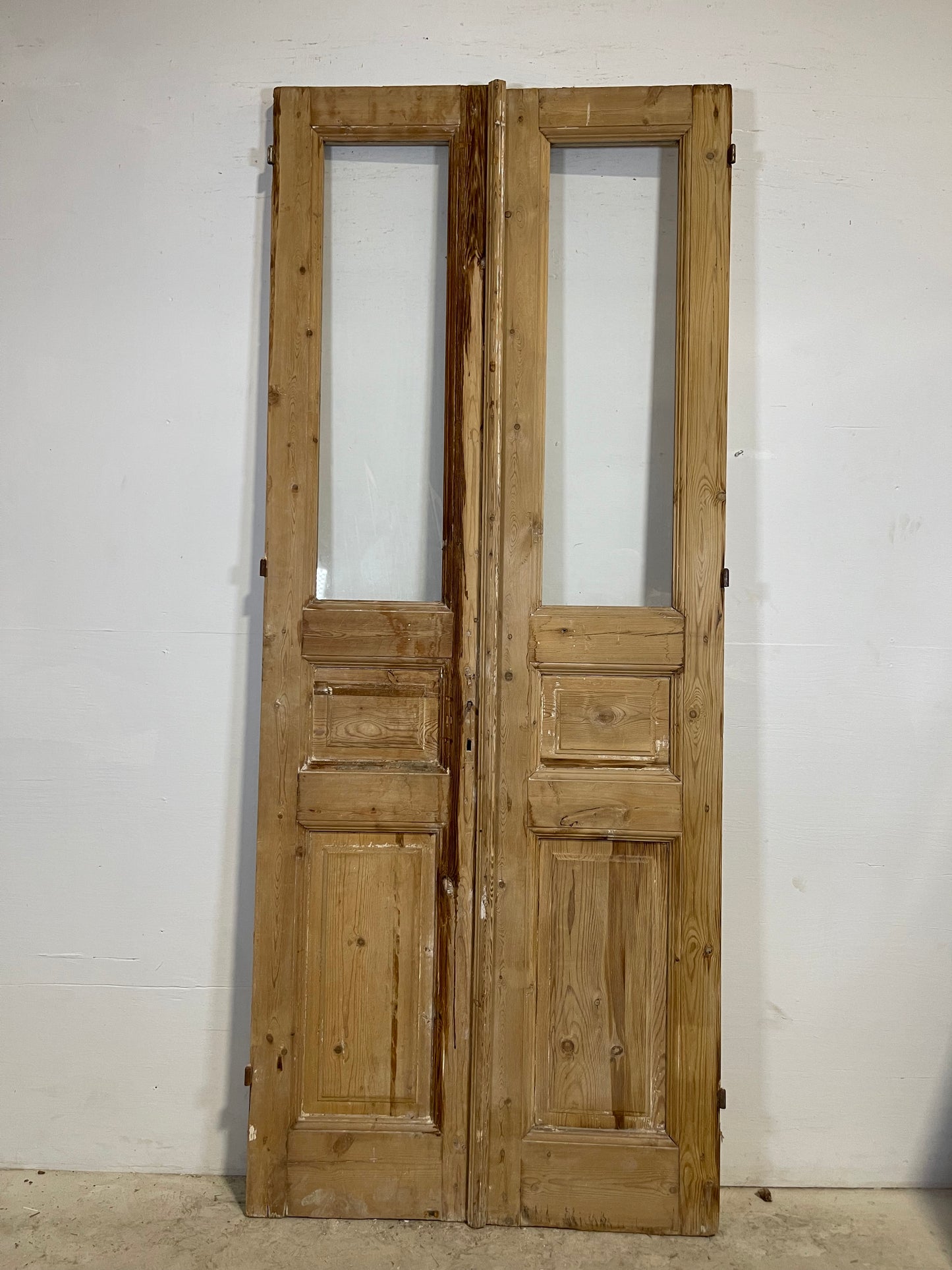 Antique French panel doors with glass (94.75x38.75) L350