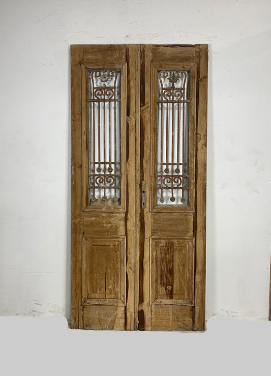 Antique French Panel Doors with Metal (92 x 44)    N014