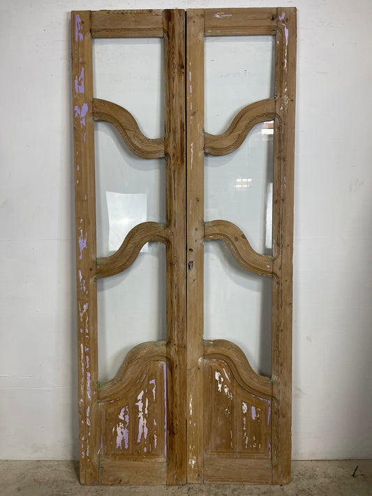 Antique French panel arched doors with glass (90.75x41.5) M002