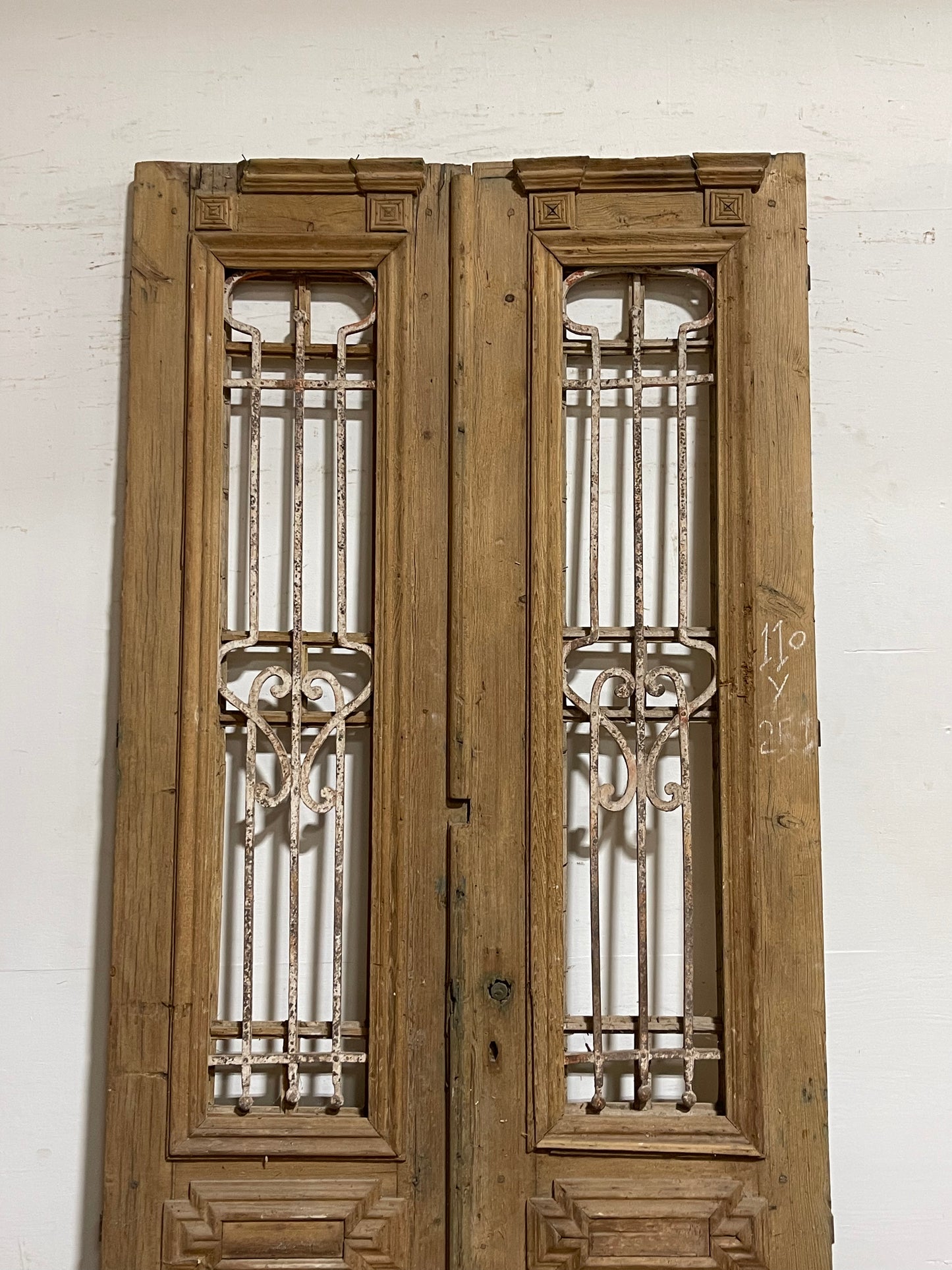 Antique French Panel Doors with Metal (99x42.5) K111