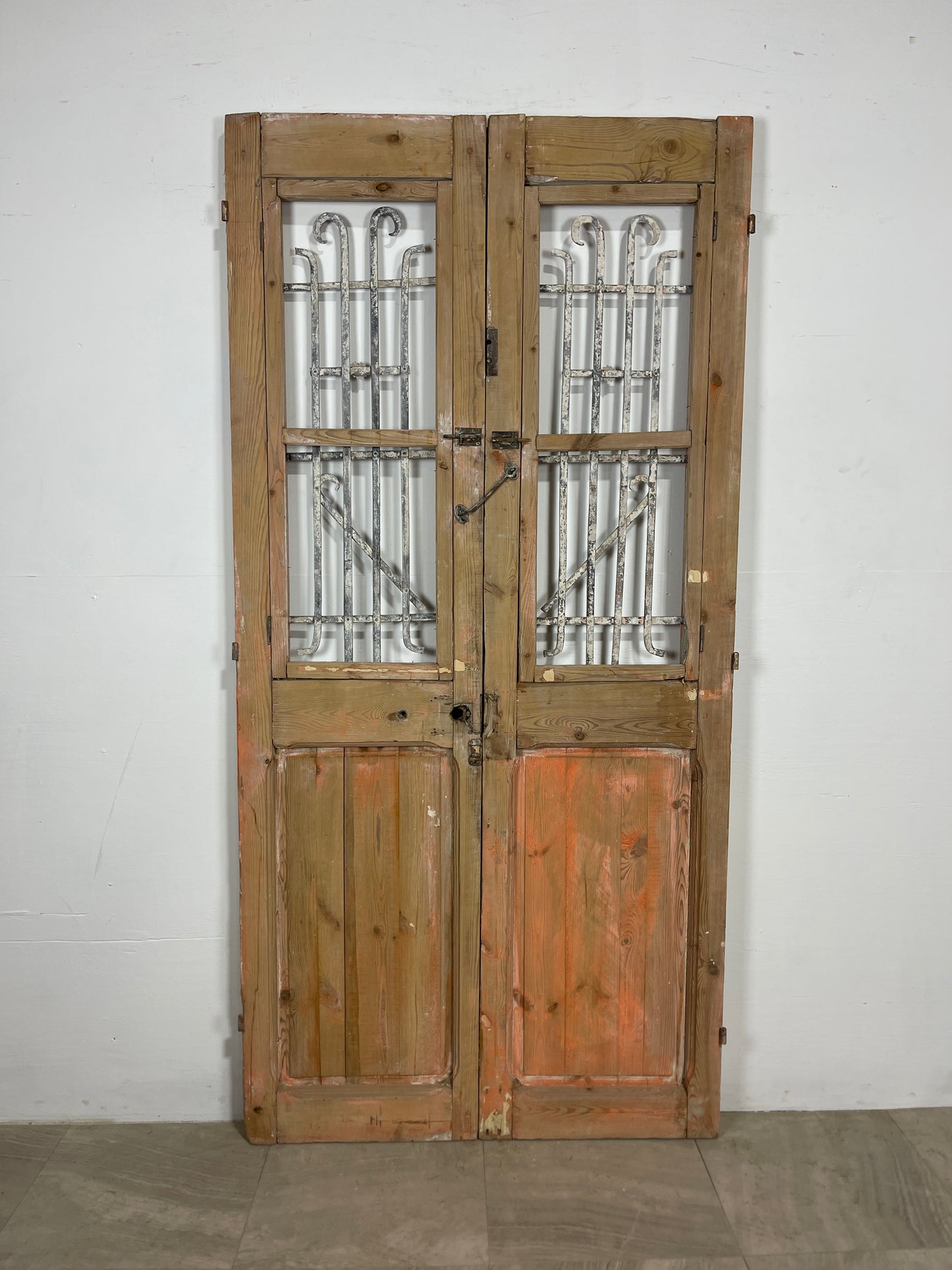 Antique French panel doors with Metal (83.25 x 40.5) O24