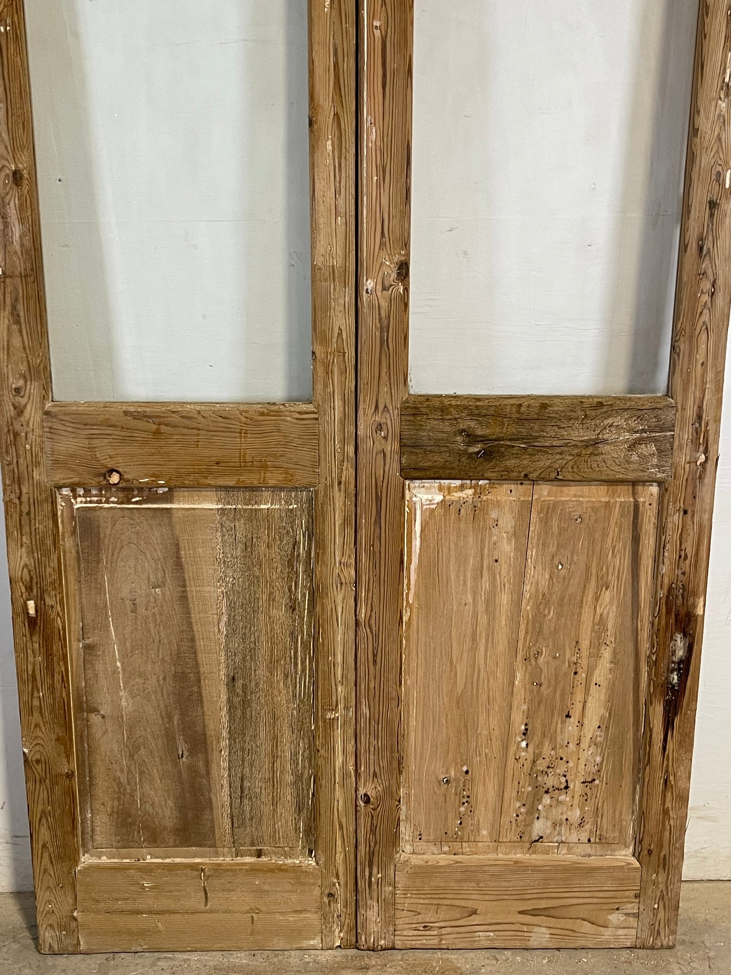 Antique French panel doors with glass (90.75x43.5) L162