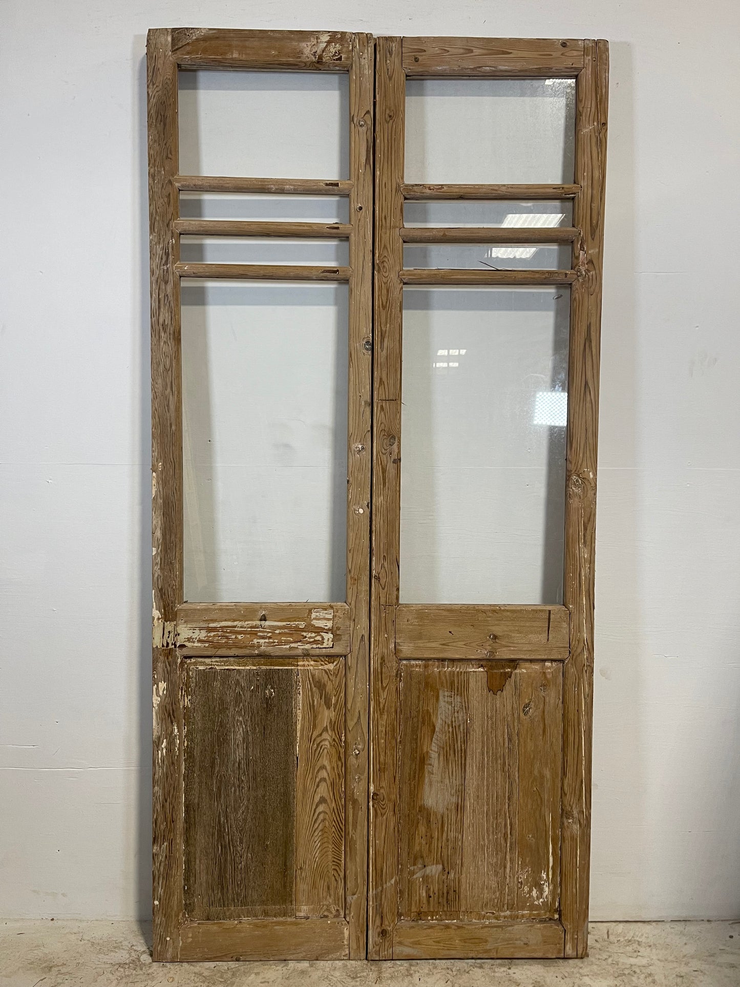 Antique French panel doors with glass (87.25x42.25) L226