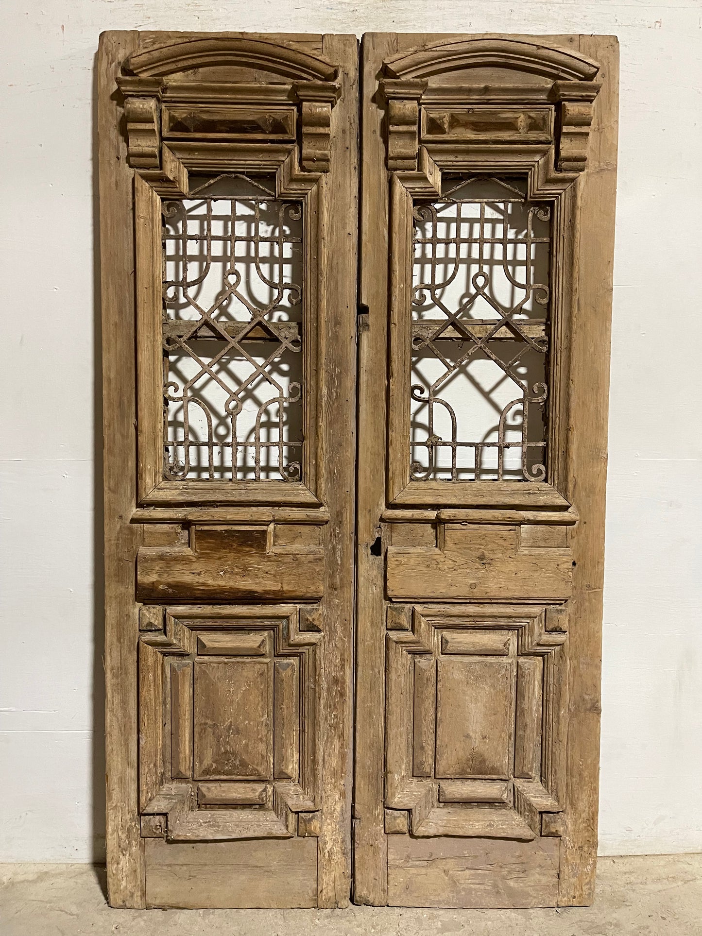 Antique French Panel Doors with Metal (92x53.25) L012