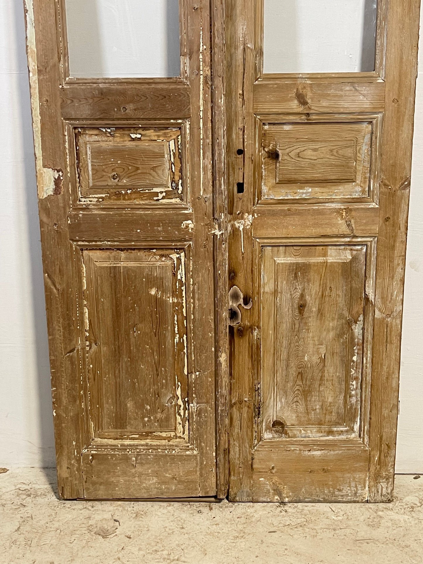 Antique French panel doors with glass (92.5x39.25) L223