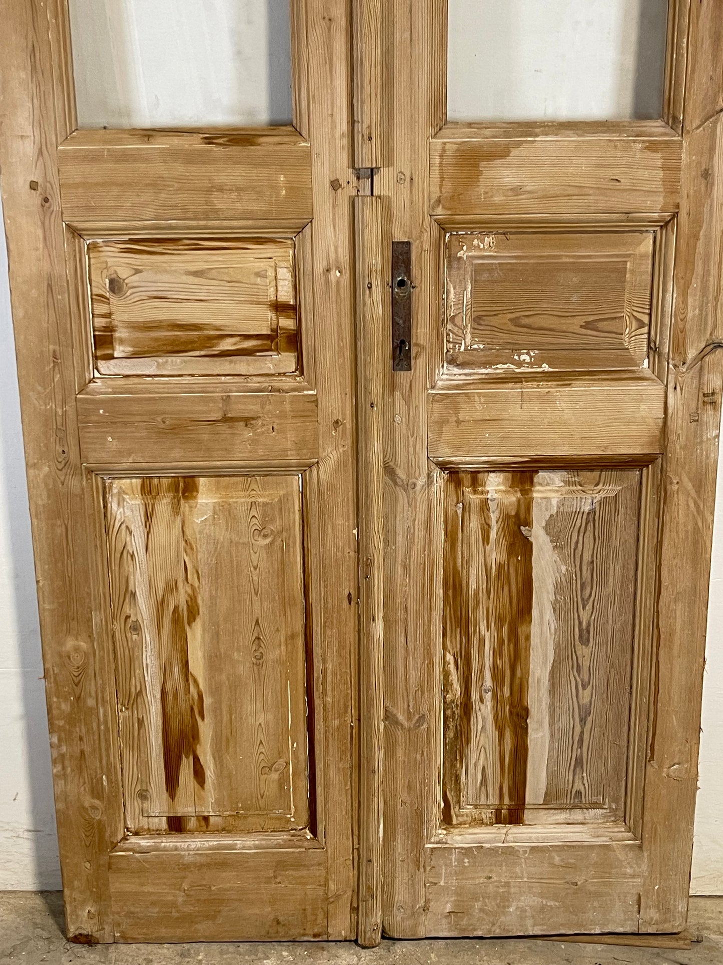 Antique French panel doors with glass (94.25x40.5) L146