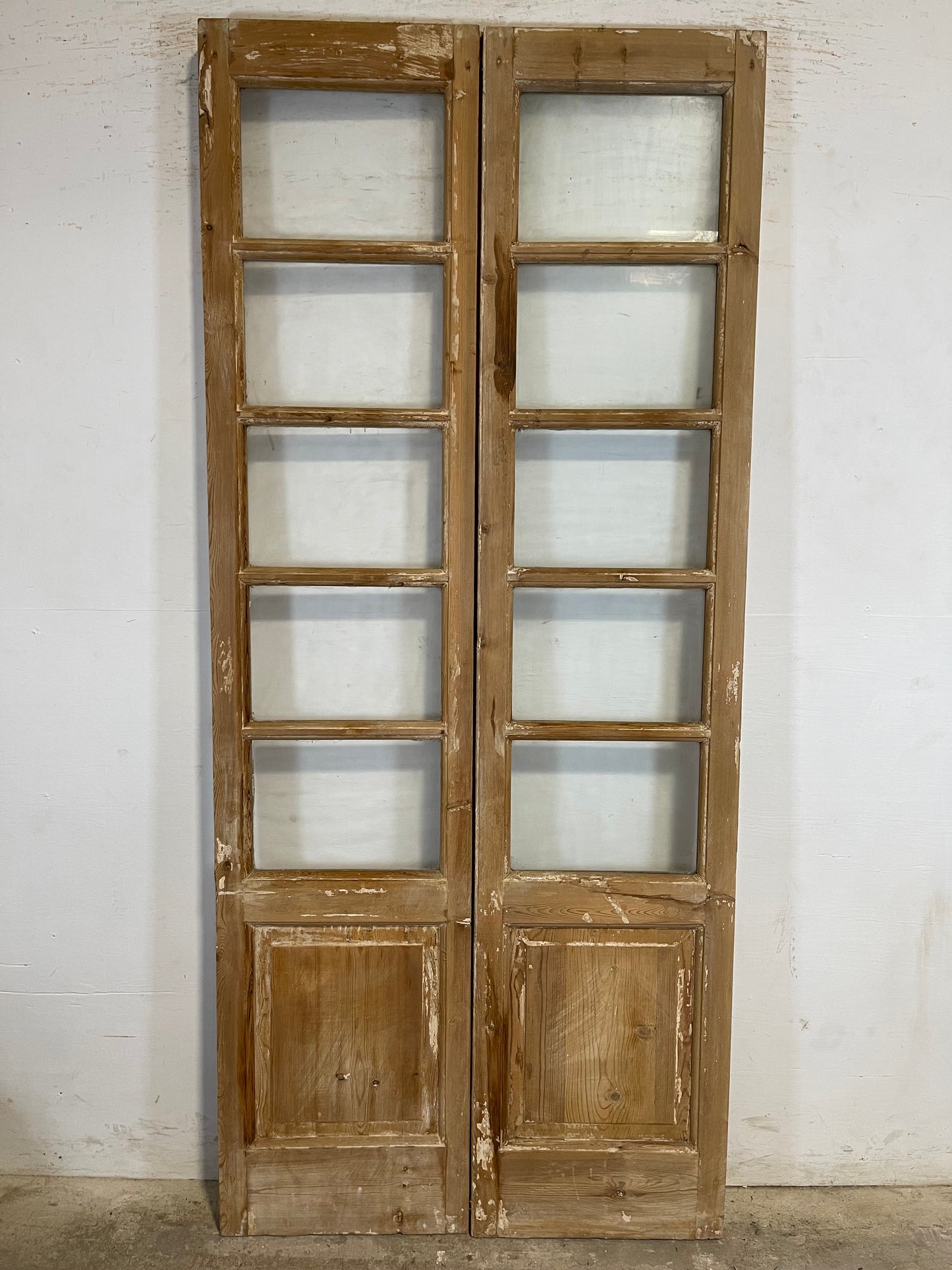 Antique French panel doors with glass (89x38.75) L111