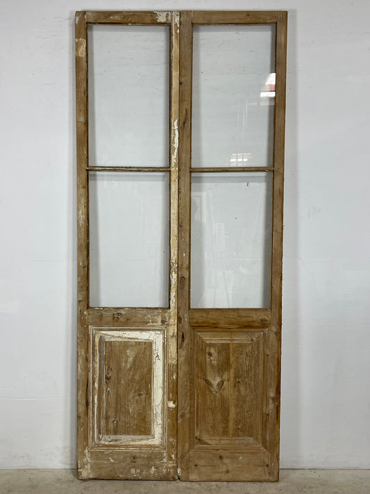 Antique French panel doors with glass (100x44) L387