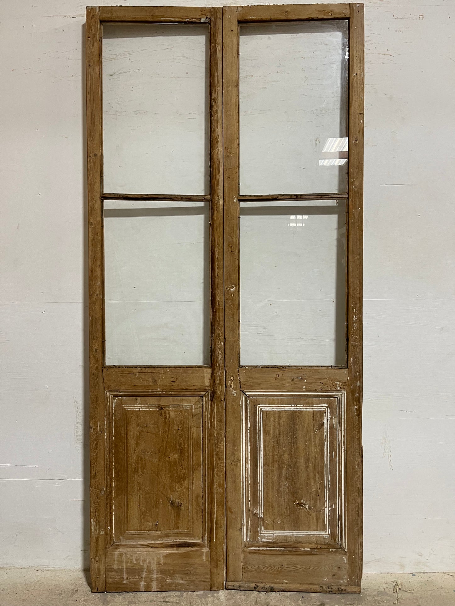 Antique French Panel Doors with glass  (95.5x44.5)  K304