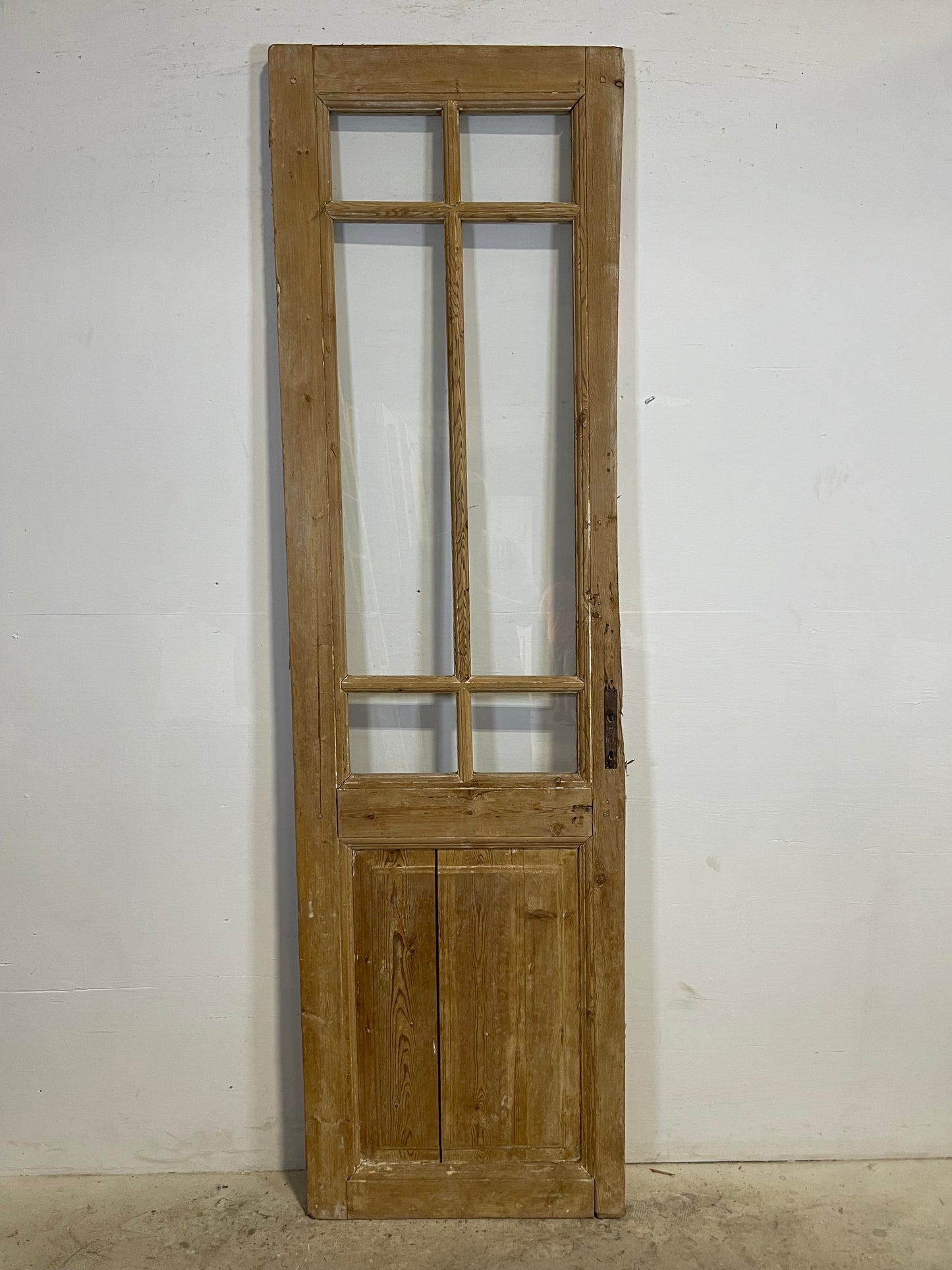 Antique French Panel Door with Glass  (89.75x25.25) L328