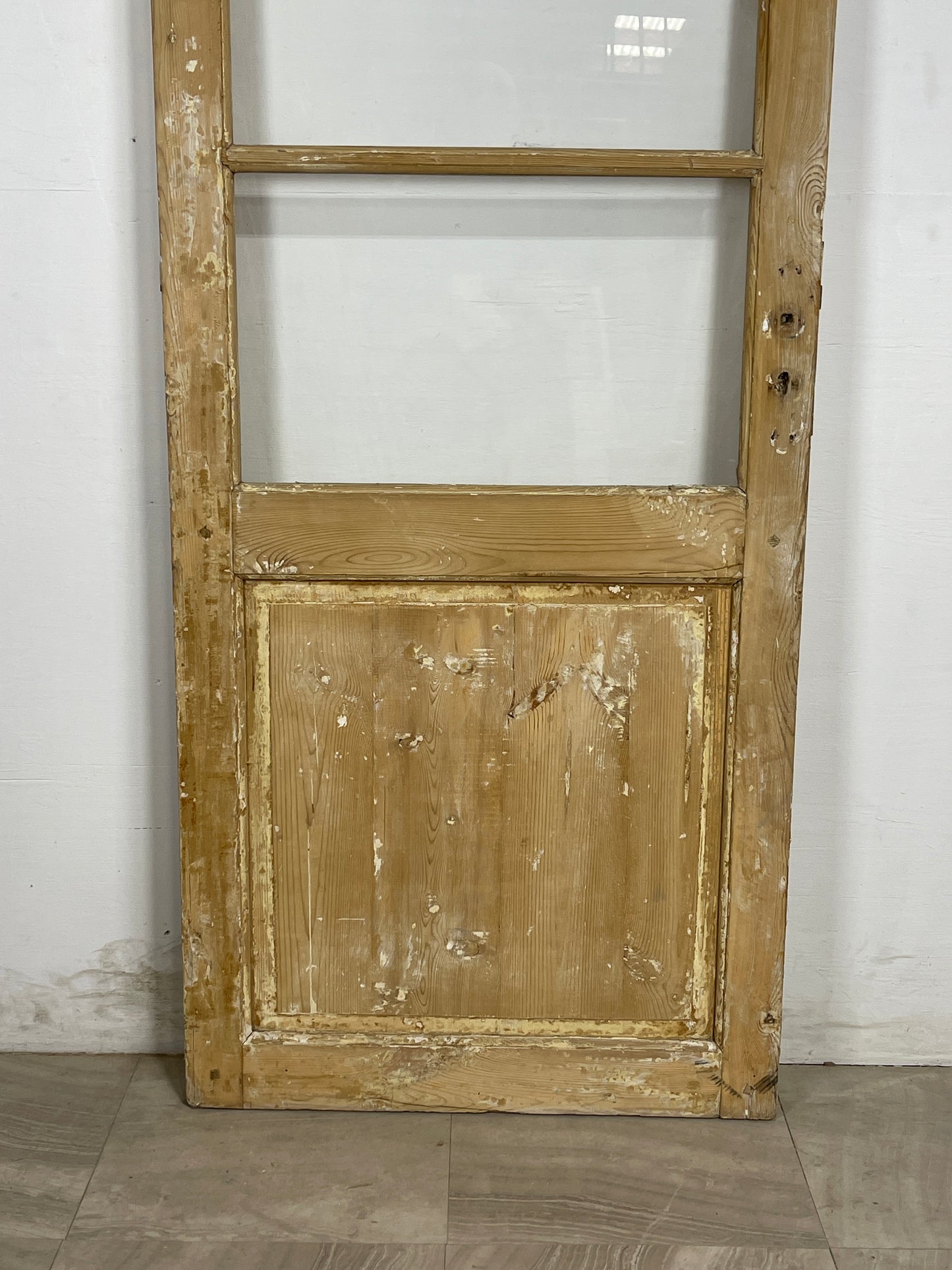 Antique French Panel Door with Glass  (84.25 x 32) N176