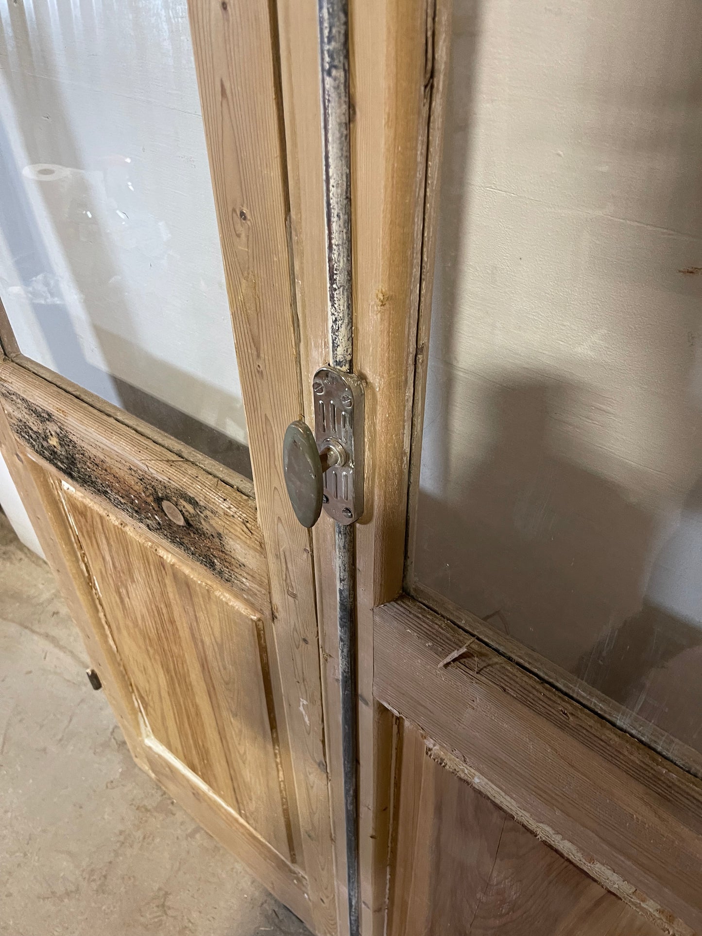 Antique French panel doors with glass (90.75x43) L190