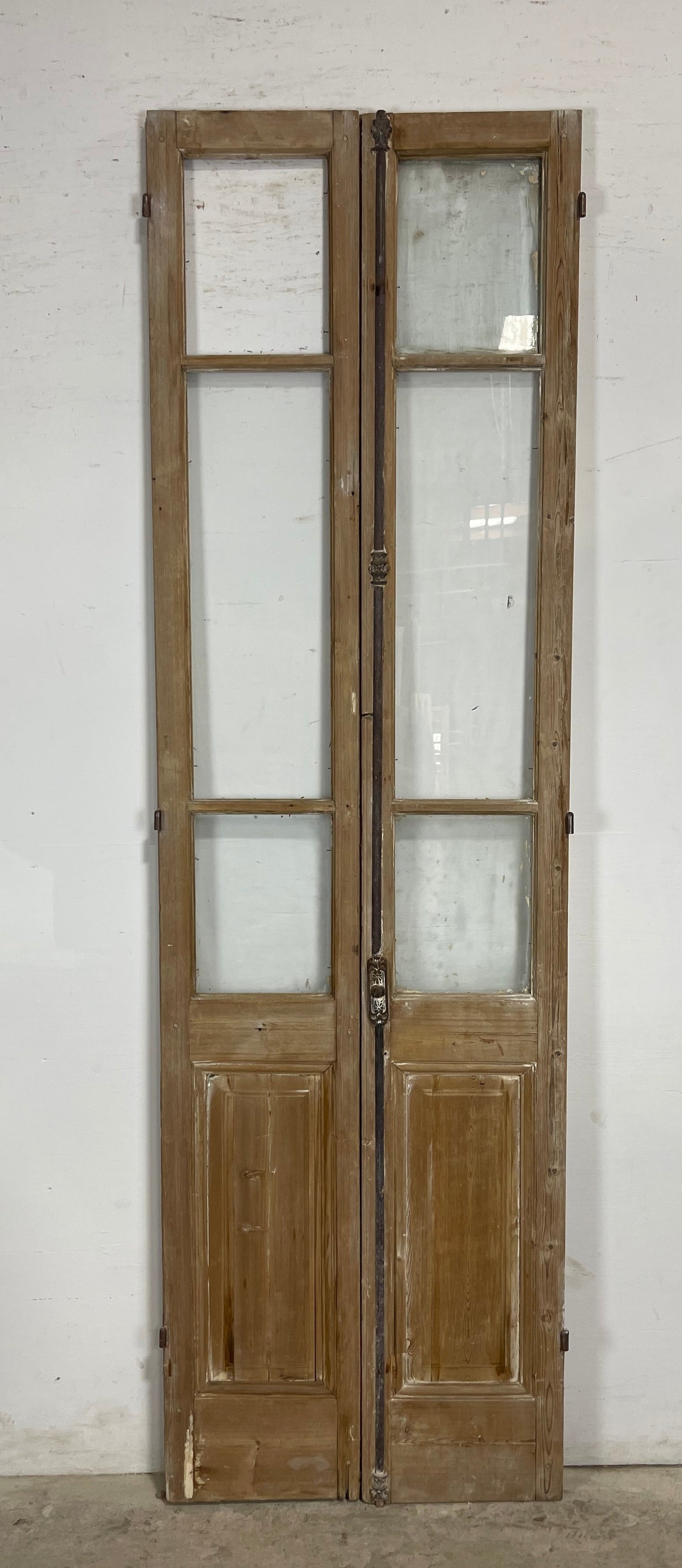 Antique  French Panel Doors with glass (97x29)   M069