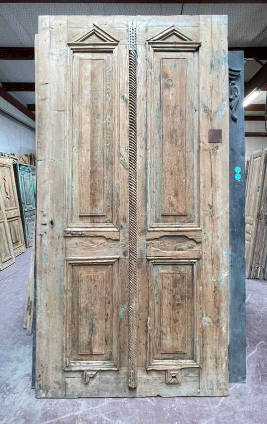 Antique  French Panel Door with Carving  (114 x 57.75) M055