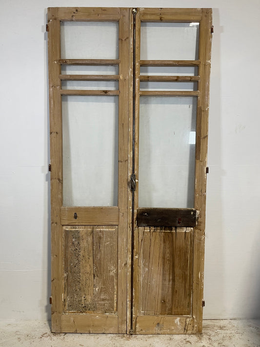 Antique French panel doors with glass (89.5x43.25) L209