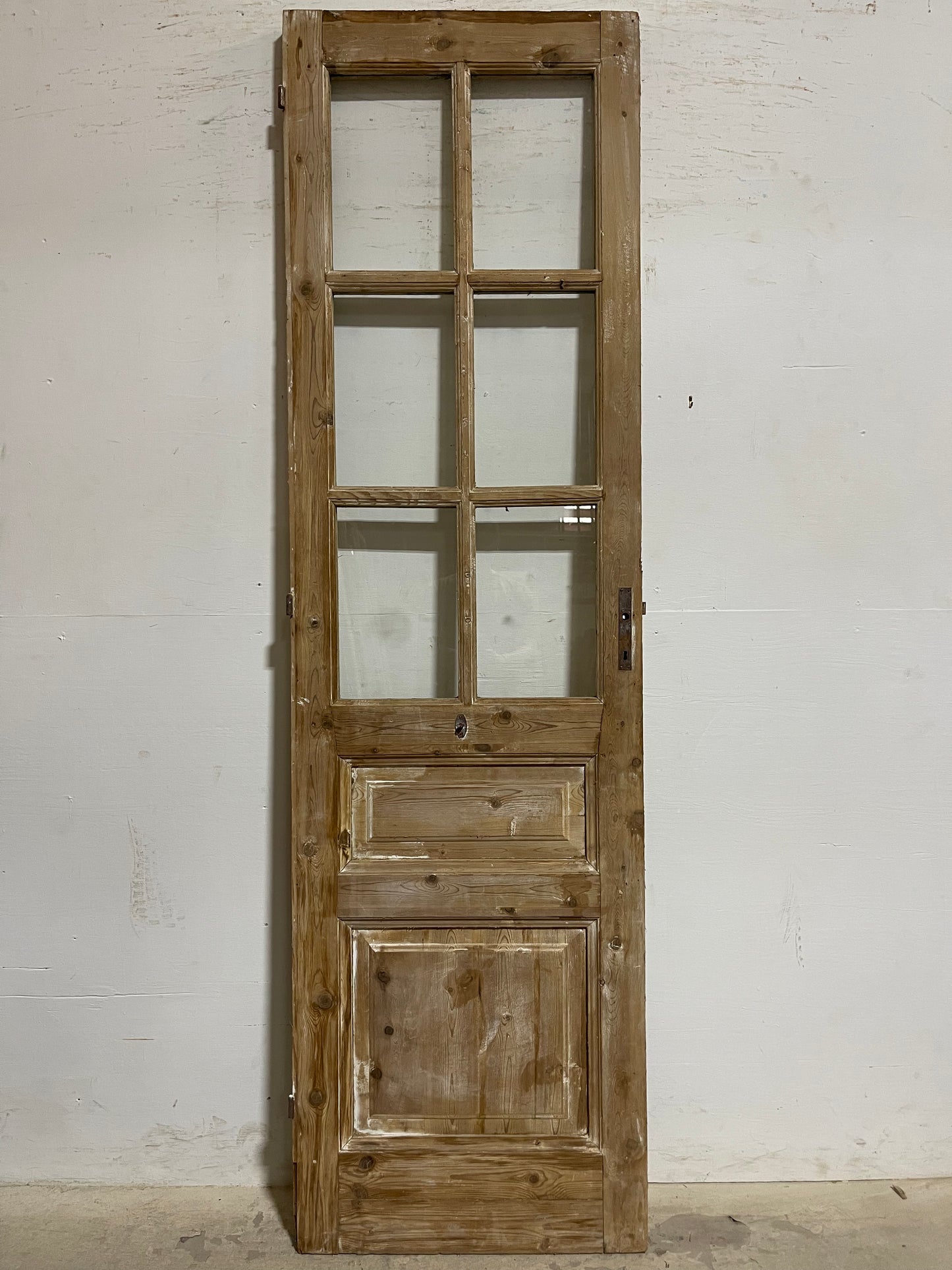 Antique  French Panel Door with Glass  (93x26.5) K321